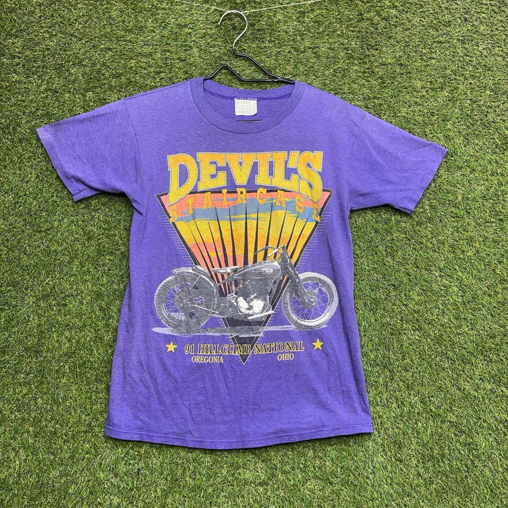 Vintage Devil's Staircase Shirt Mens Medium Single Stitch HD Style Biker USA